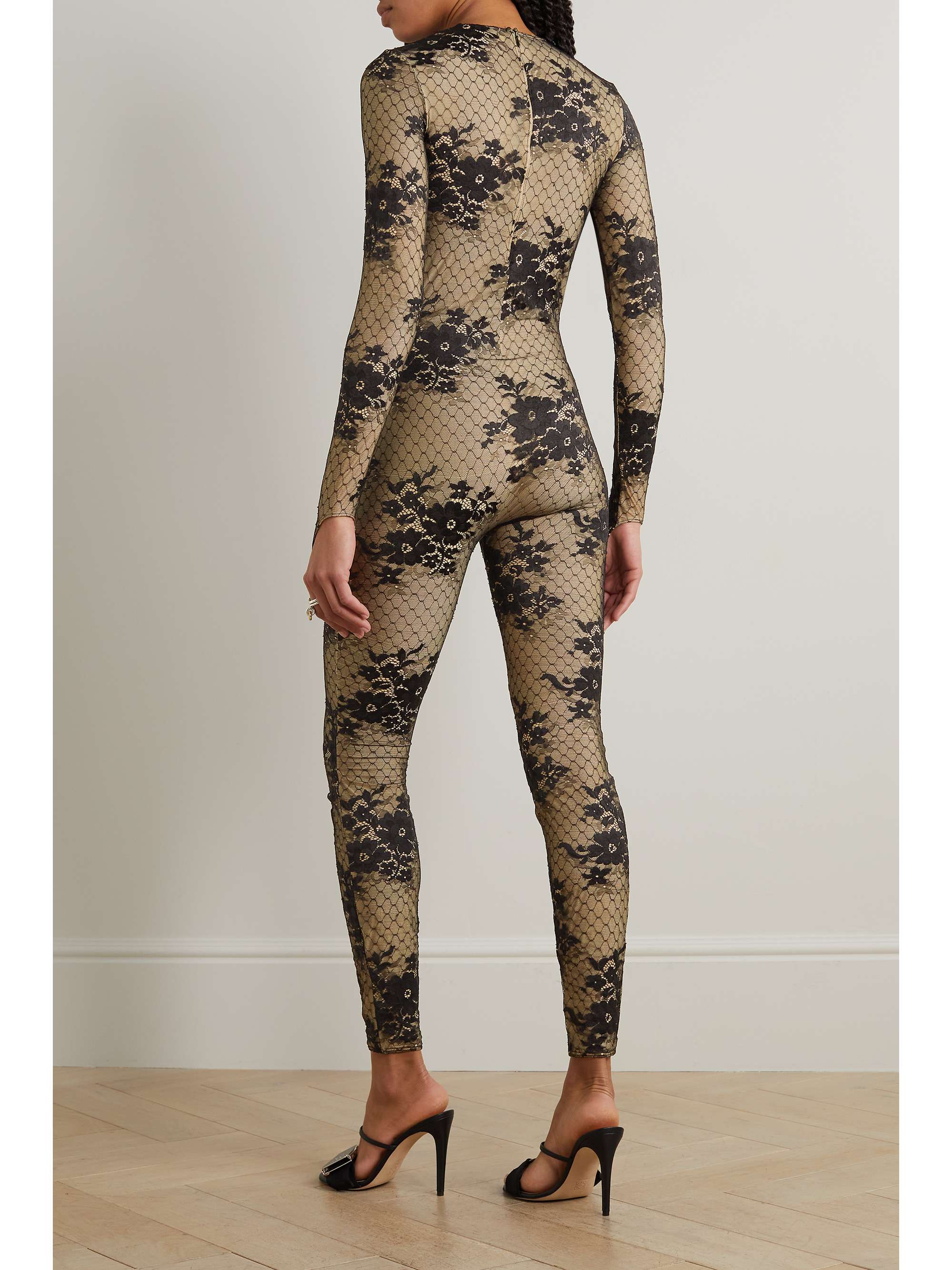WOLFORD + No 21 Pattie mesh and lace jumpsuit