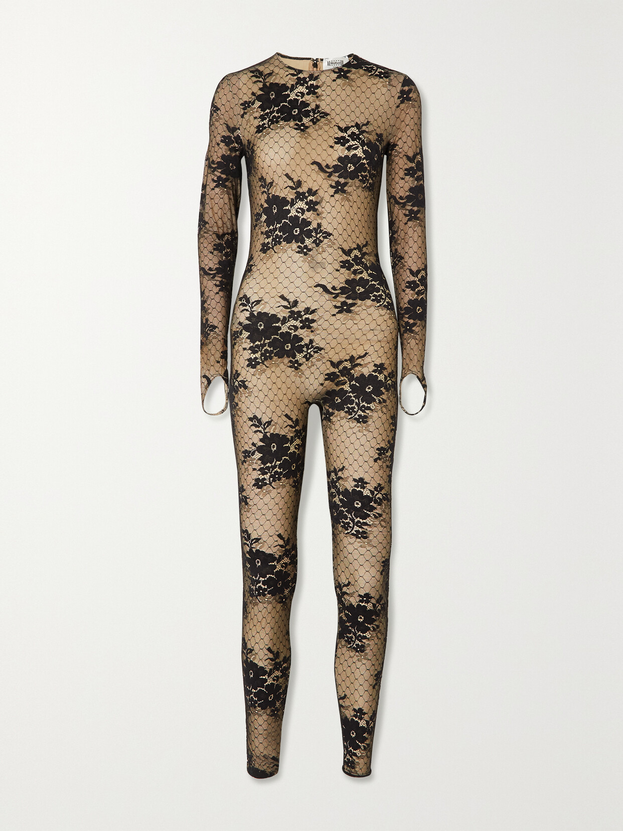 WOLFORD + N°21 PATTIE STRETCH-MESH AND LACE JUMPSUIT