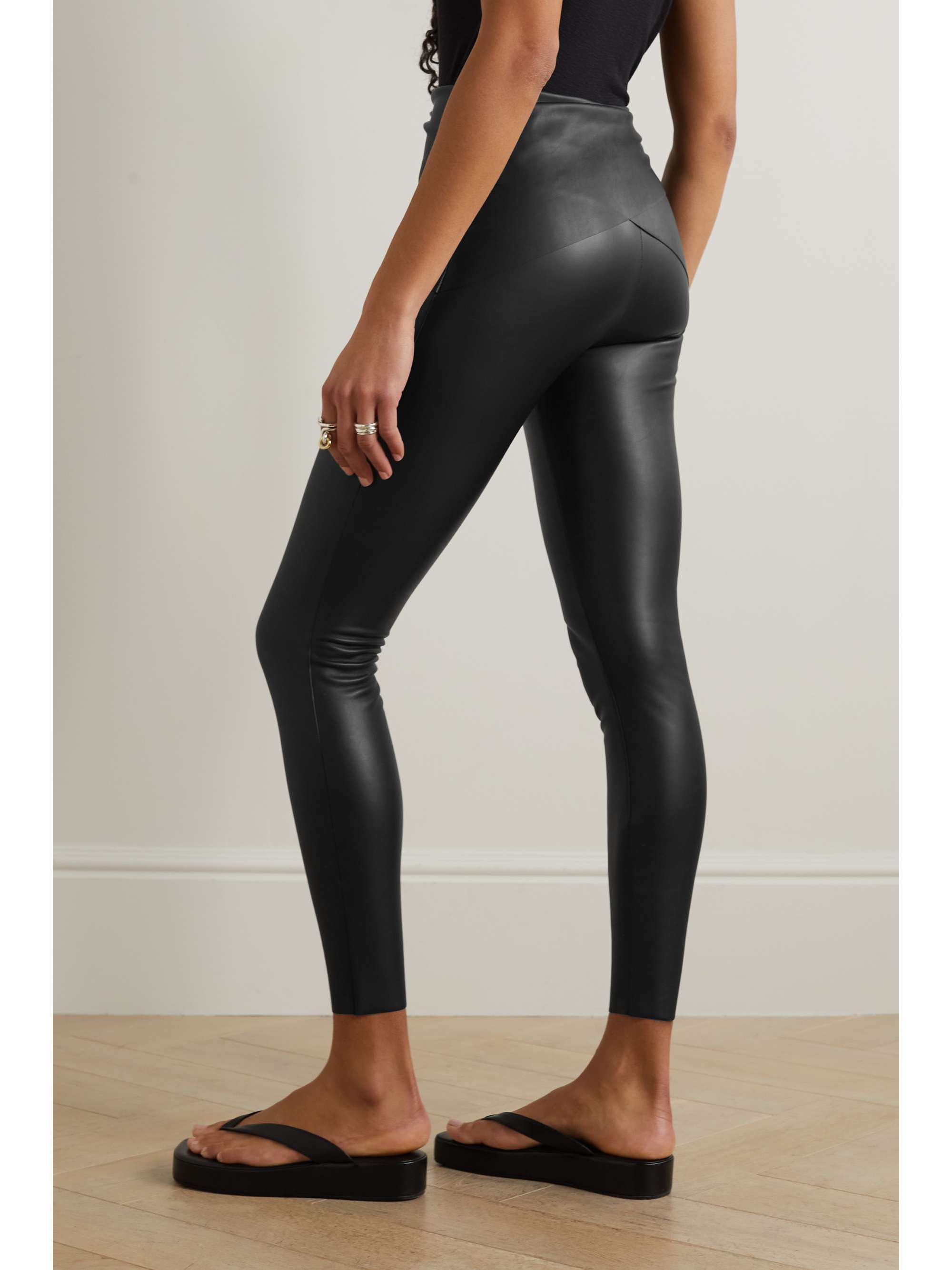 WOLFORD + N°21 Loredana draped vegan leather leggings | NET-A-PORTER