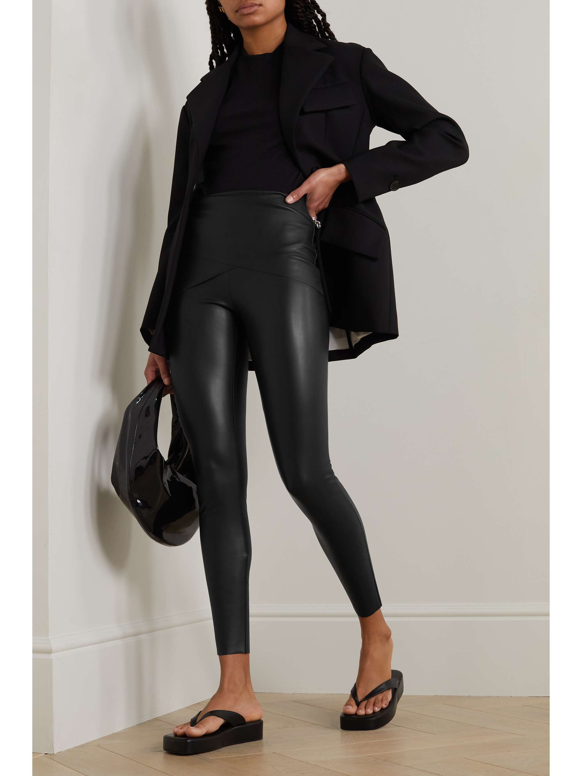 WOLFORD + N°21 Loredana draped vegan leather leggings