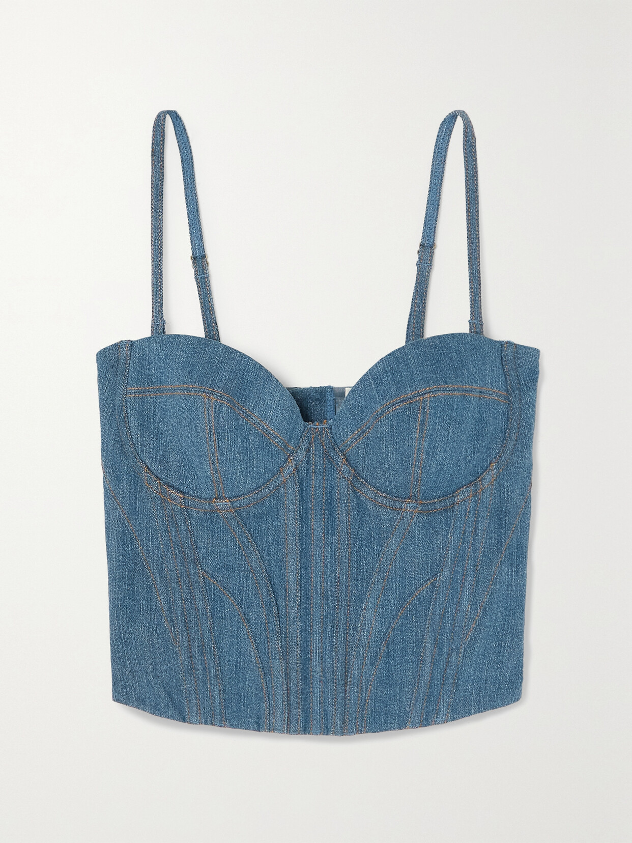 FLEUR DU MAL DENIM BUSTIER TOP