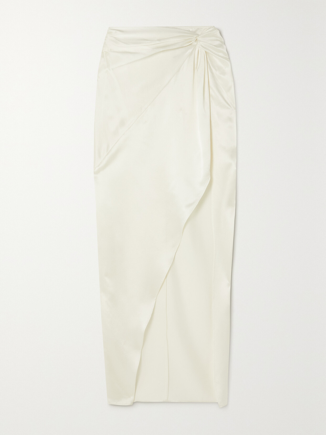 FLEUR DU MAL WRAP-EFFECT SILK-BLEND SATIN MAXI SKIRT