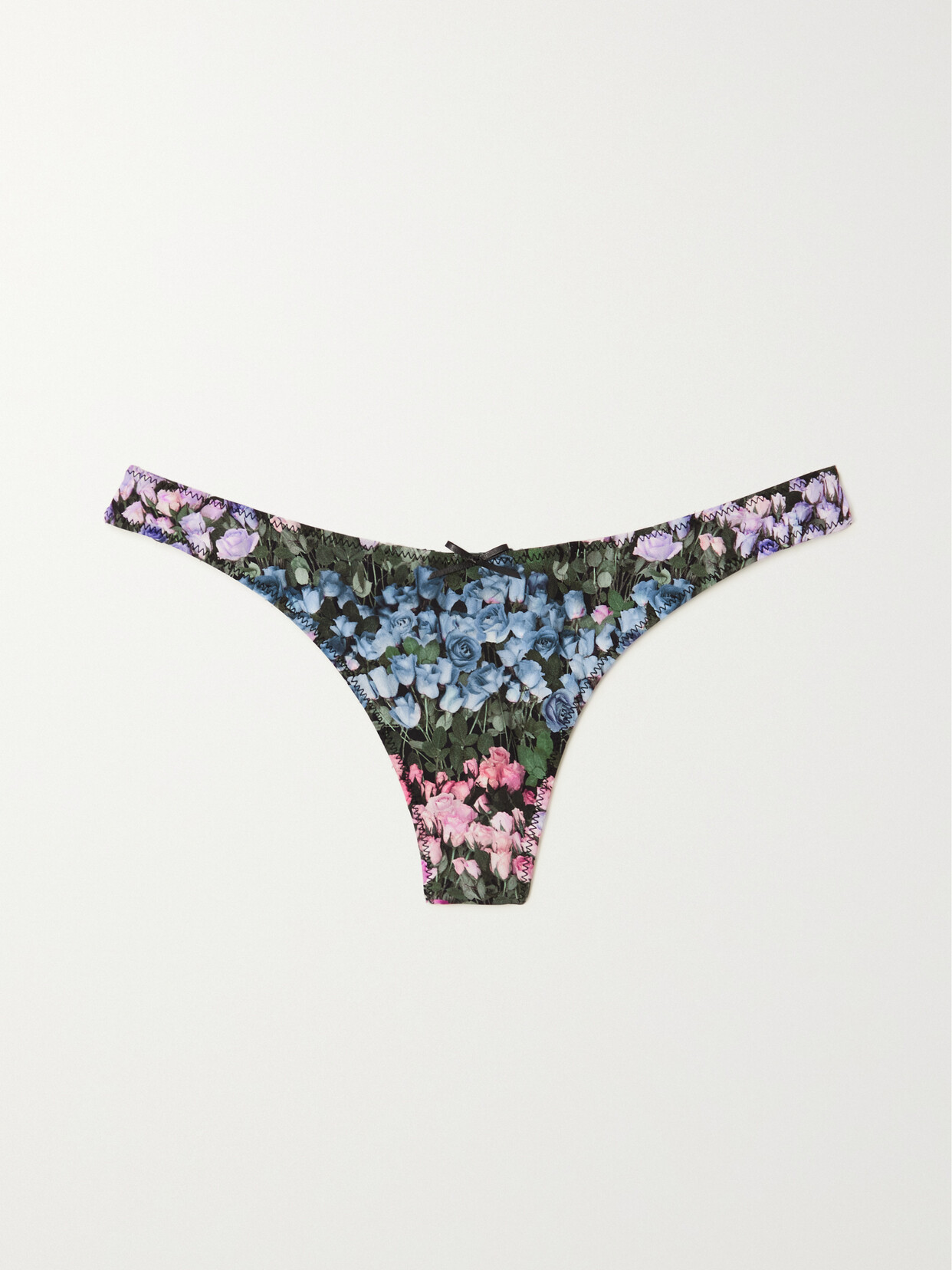 Fleur du Mal Floral-print Stretch-jersey Thong - Pink