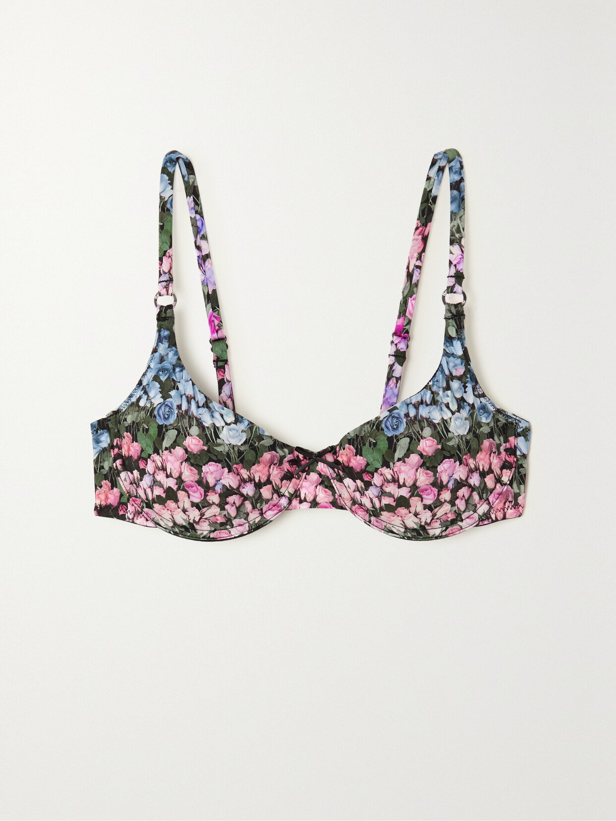 Fleur du Mal - Floral-print Stretch-jersey Underwired Balconette Bra - Pink