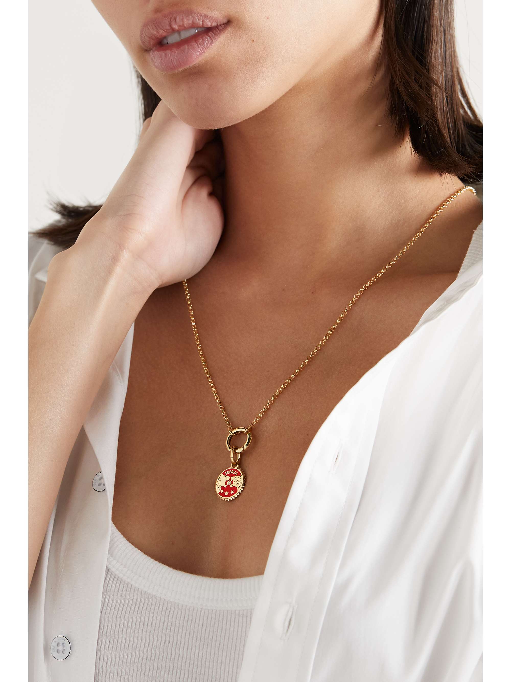 FOUNDRAE Mini Strength 18-karat gold, ceramic and diamond pendant