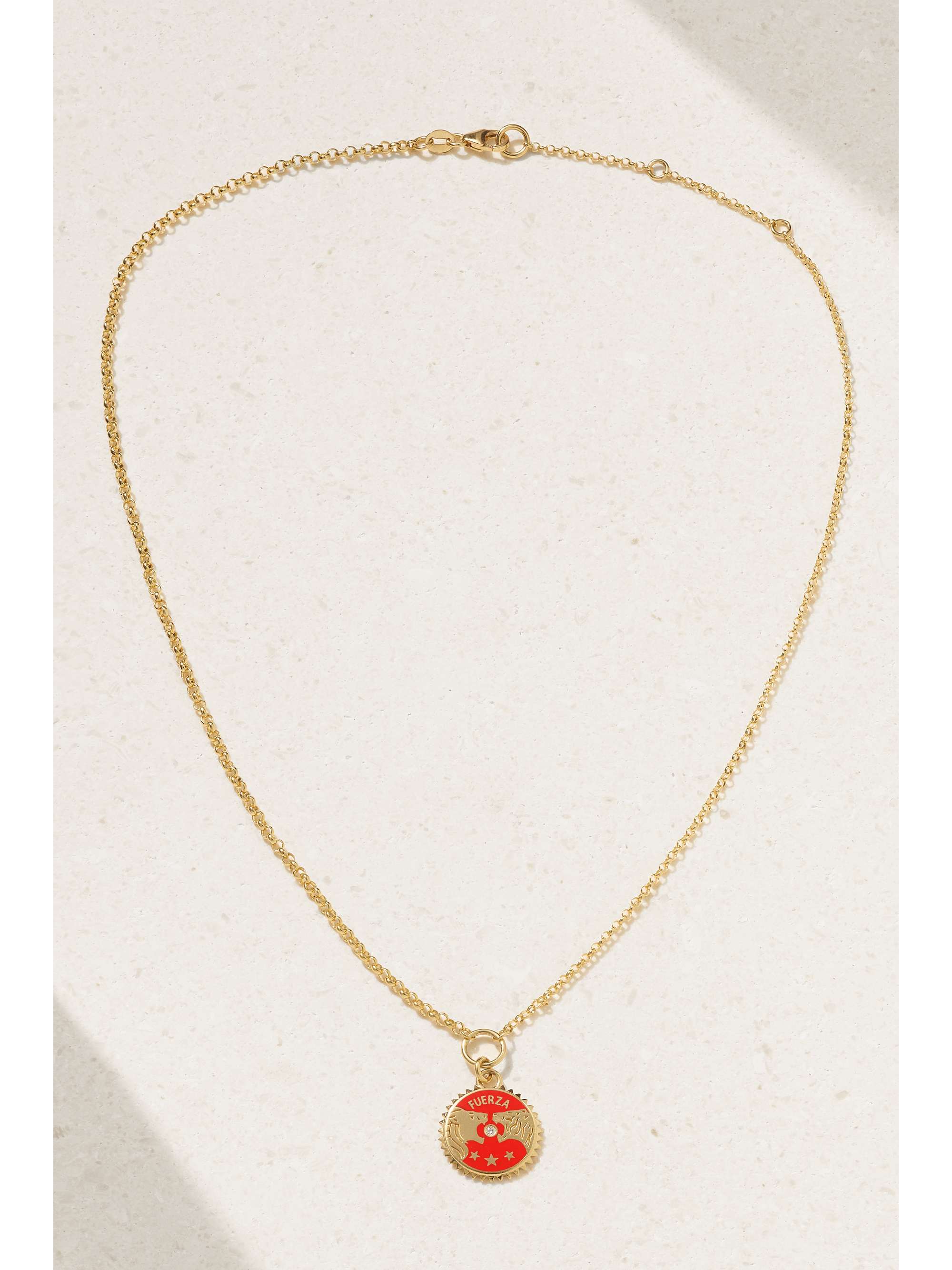 FOUNDRAE Solar & Lunar Strength 18-karat gold, ceramic and diamond necklace