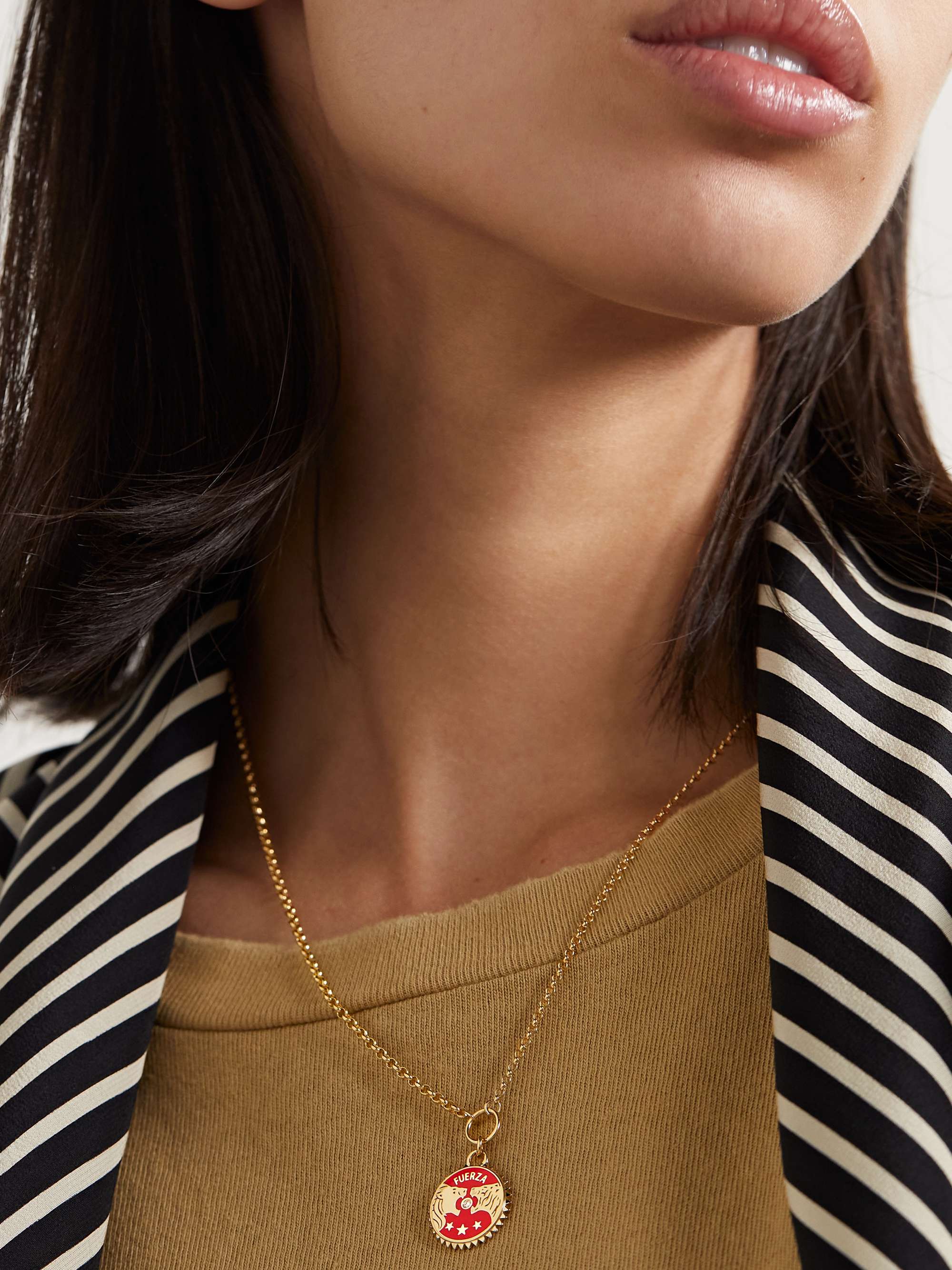 FOUNDRAE Solar & Lunar Strength 18-karat gold, ceramic and diamond necklace