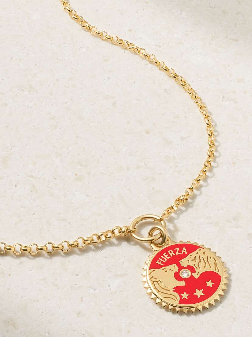 Foundrae Solar & Lunar Strength 18-karat Gold, Ceramic And Diamond Necklace