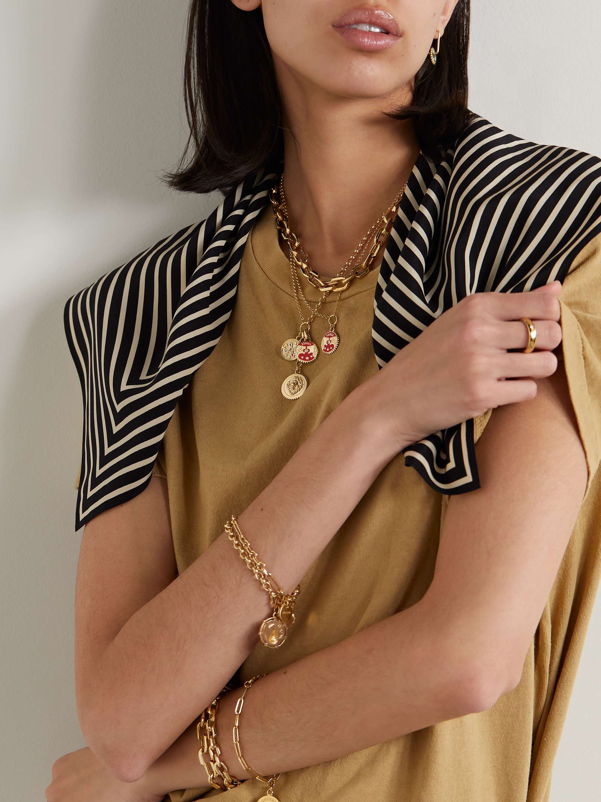 FOUNDRAE Solar & Lunar Strength 18-karat gold, ceramic and diamond necklace