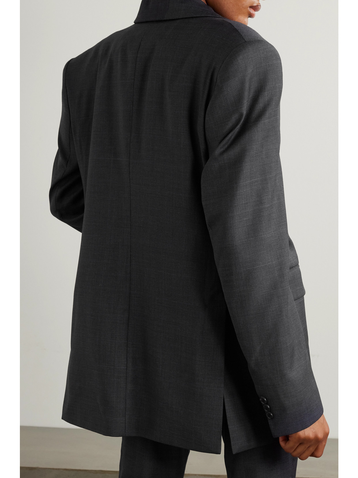 Halfboy Oversized Checked Merino Wool Blazer In Gray