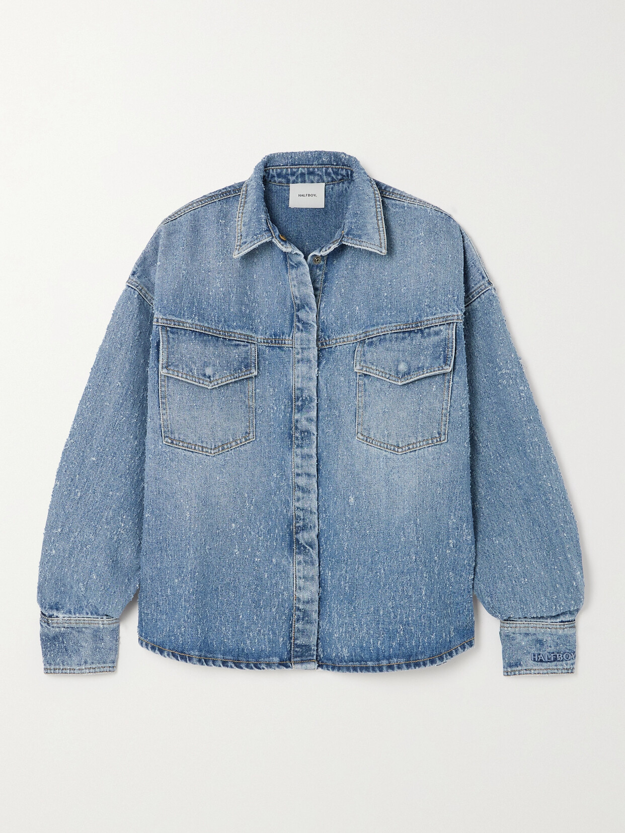 HALFBOY Oversized Distressed Denim Shirt - Blue