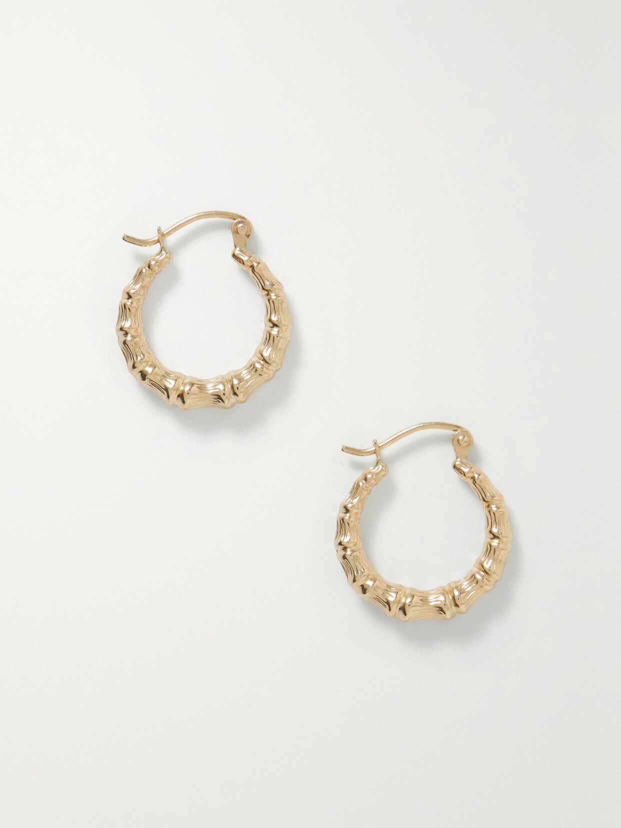 Shop Loren Stewart Mini Bamboo 14-karat Gold Hoop Earrings