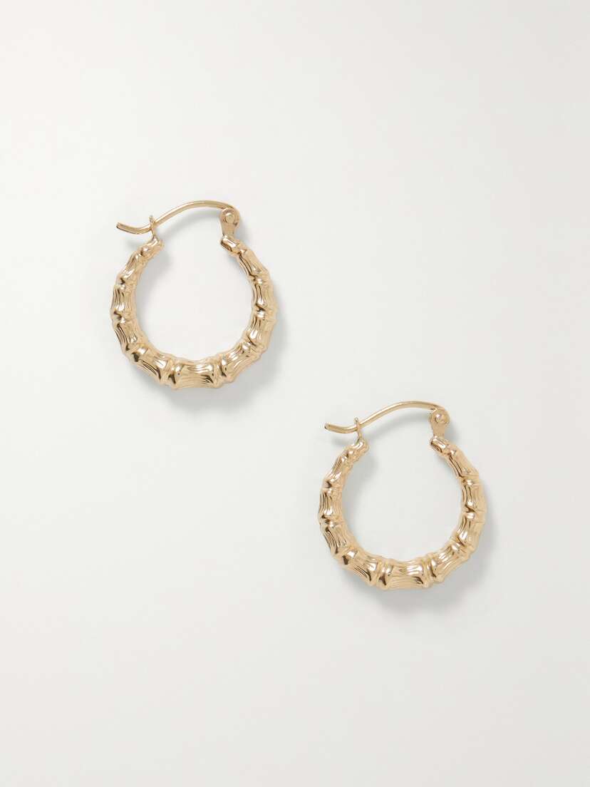Loren Stewart + Net Sustain Mini Bamboo 14-karat Recycled Gold Hoop Earrings