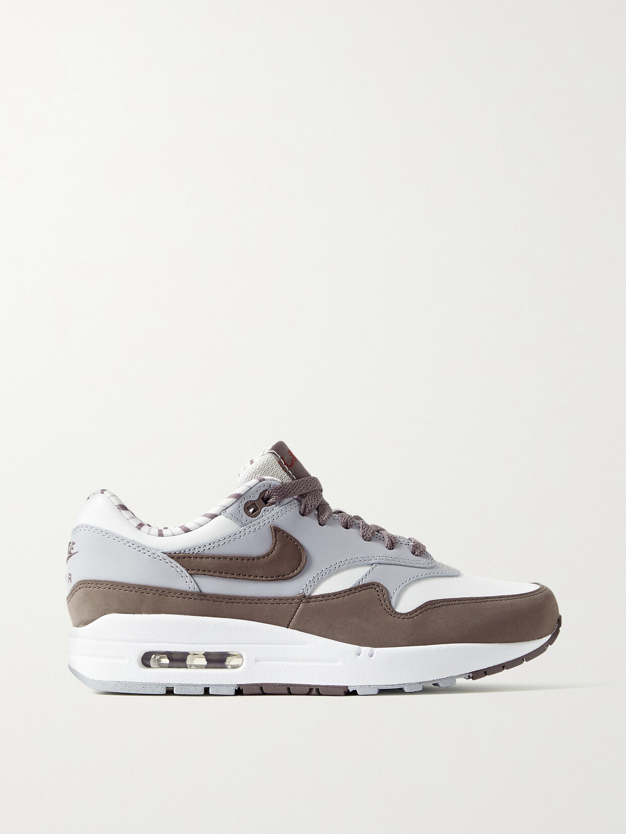 NIKE AIR MAX 1 SHIMA SHIMA SUEDE-TRIMMED LEATHER SNEAKERS