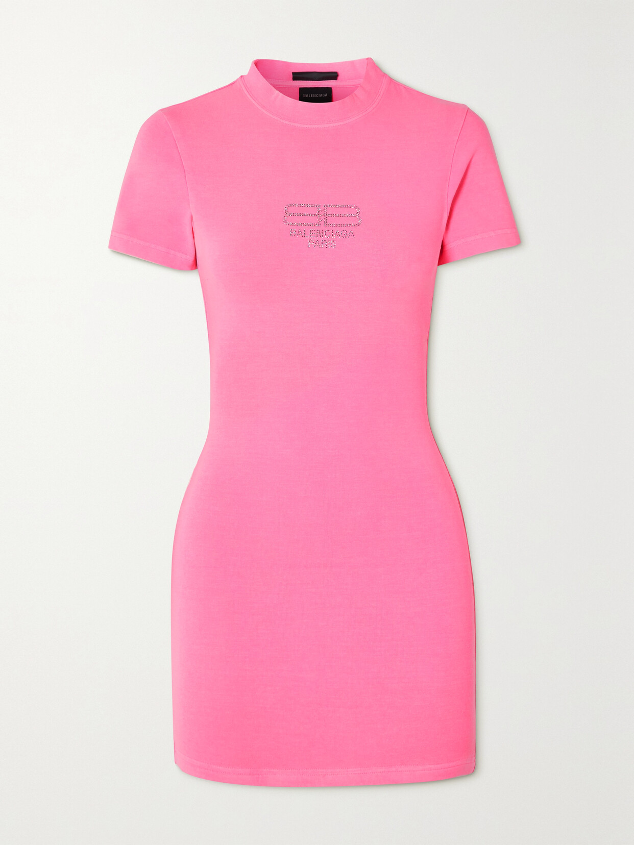 Balenciaga - Crystal-embellished Stretch-knit Mini Dress - Pink