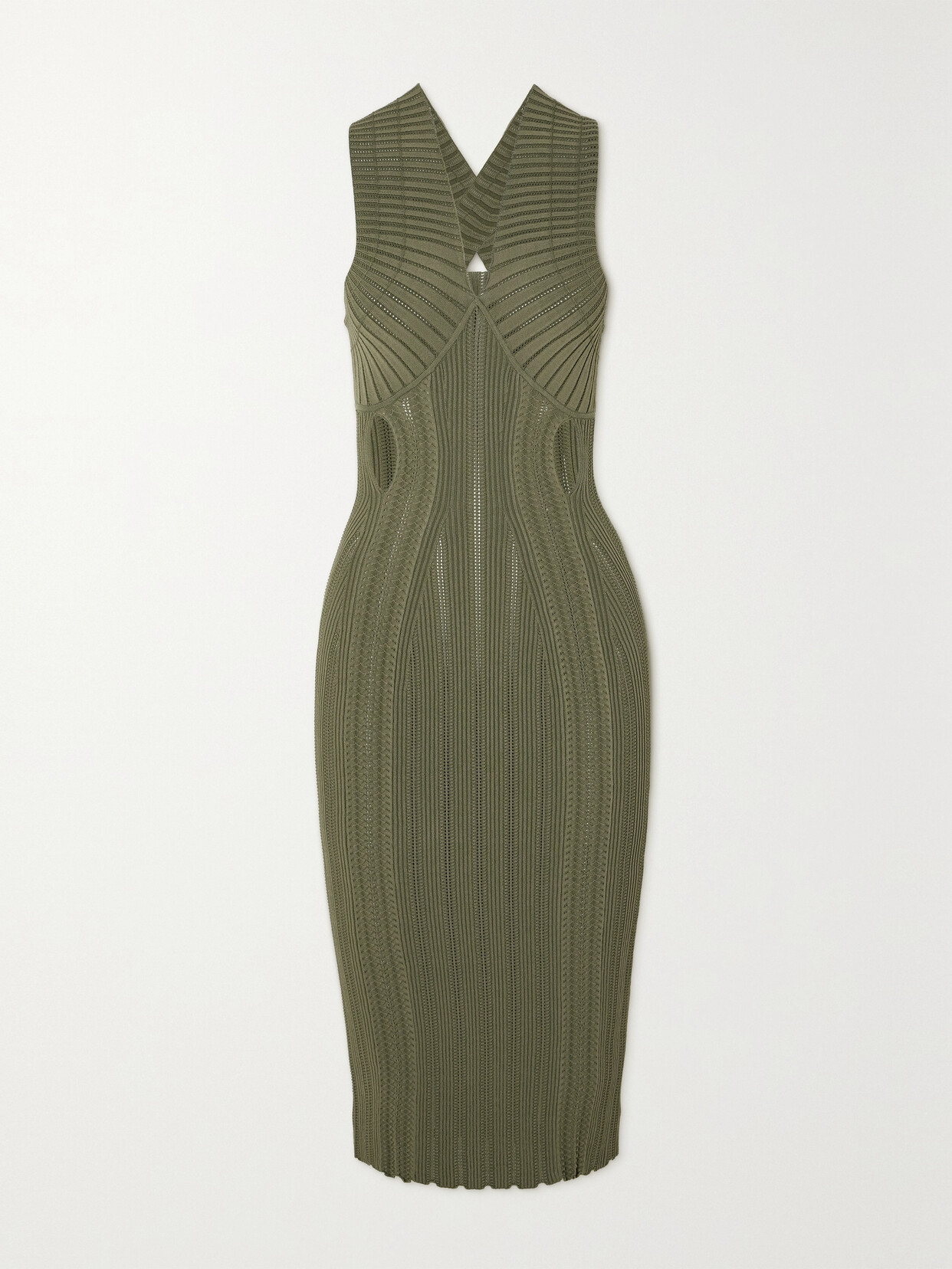 Dion Lee - Cutout Ribbed-knit Midi Dress - Green