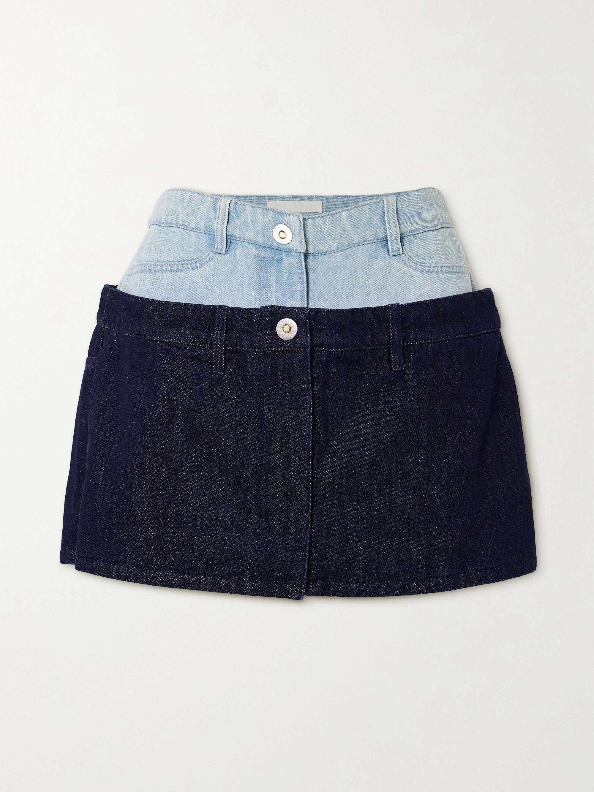 DION LEE Paneled two-tone denim mini skirt | NET-A-PORTER