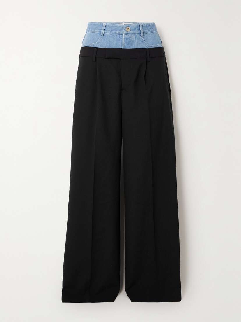 Dion Lee Paneled Denim And Wool Pants - x large