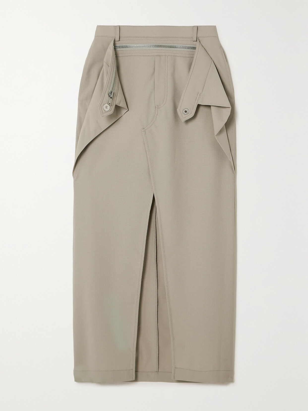 Dion Lee Zip-detail Wool Midi Skirt In Neutrals