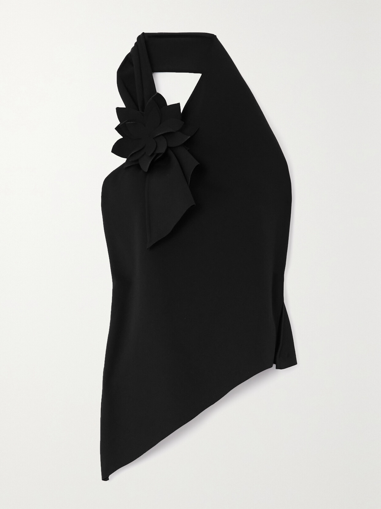 Coperni Asymmetric Appliquéd Satin-twill Halterneck Top In Black