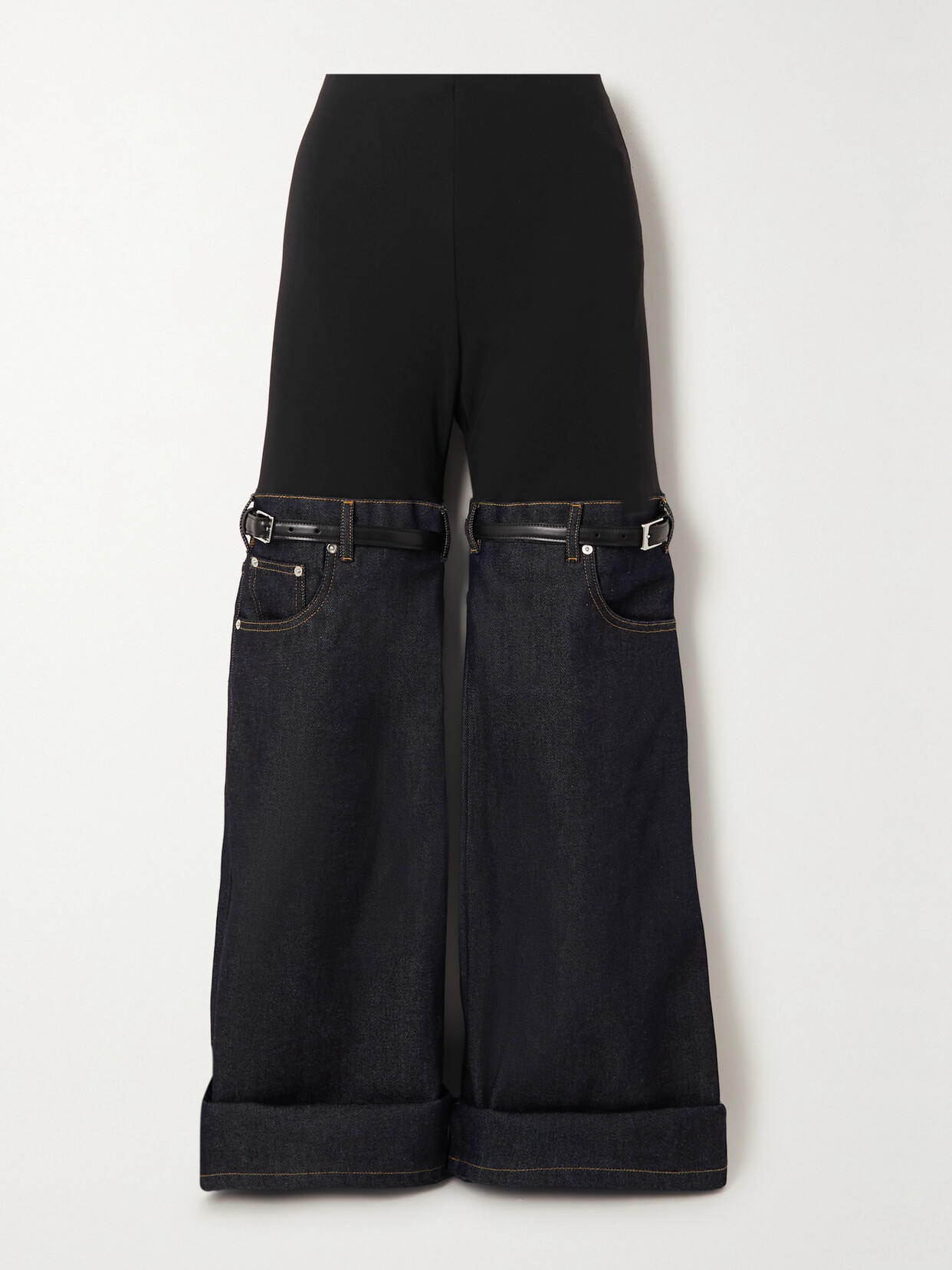 Coperni Hybrid Denim Flare Trousers In Black