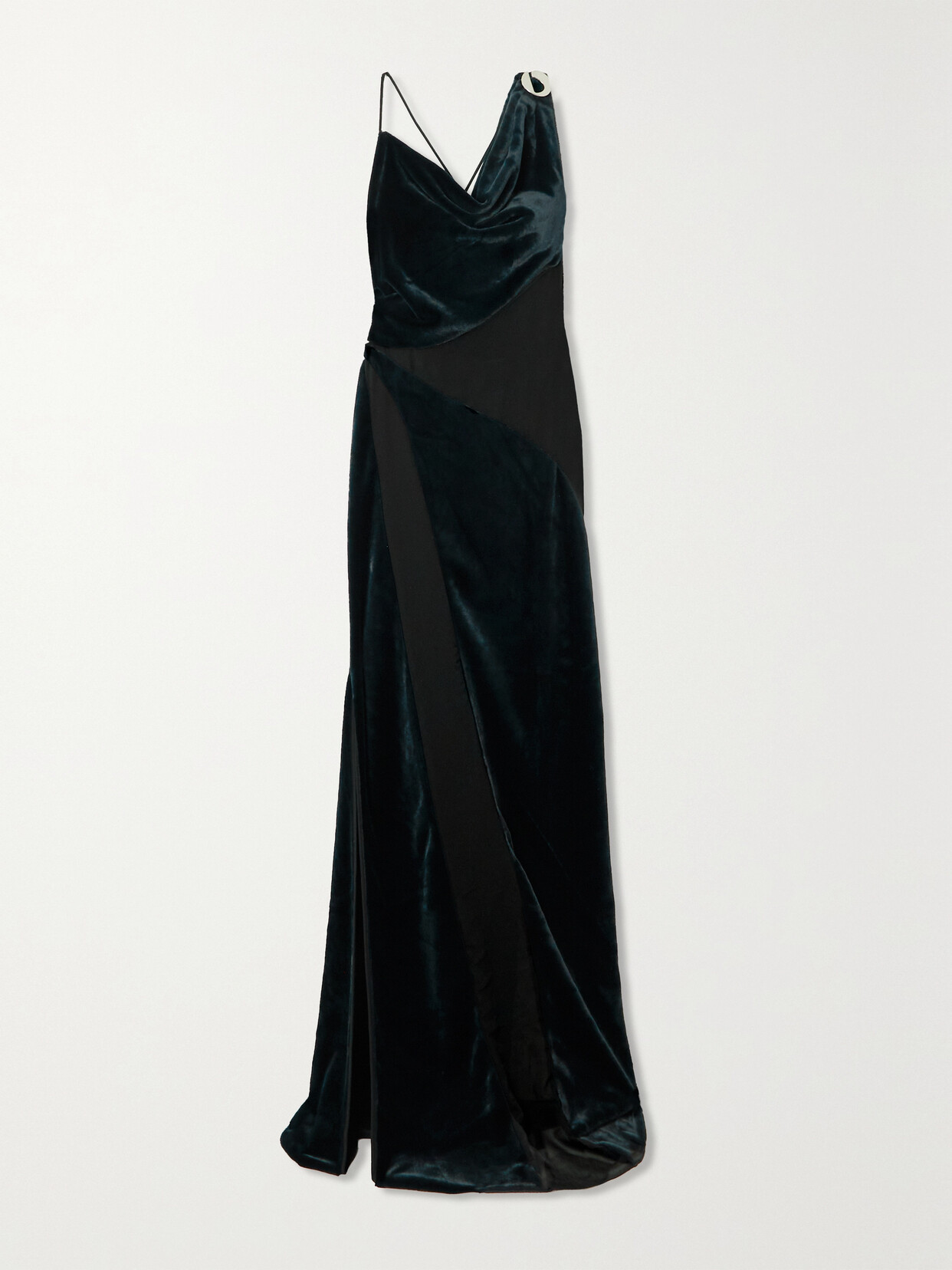 Coperni Asymmetric Mesh-paneled Gown In Black