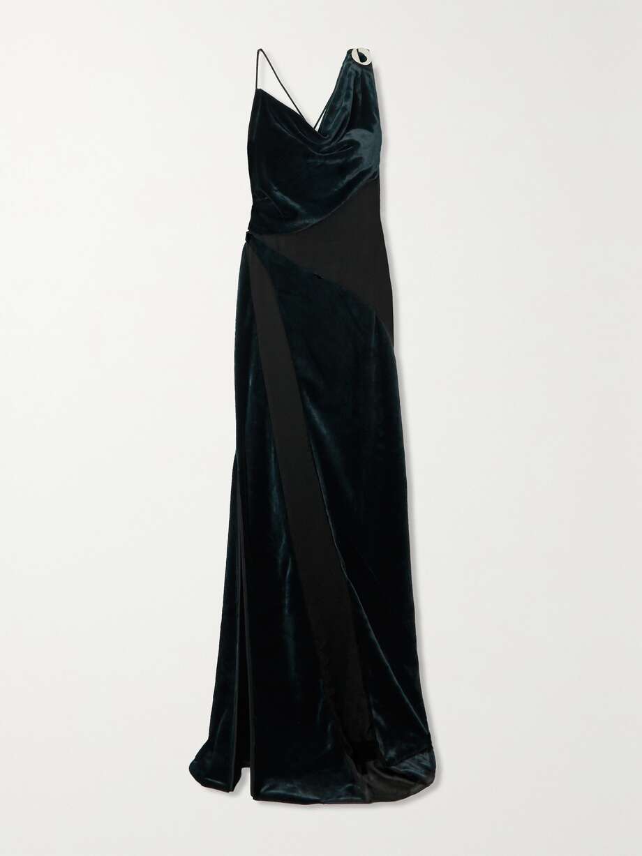 net-a-porter.com | Open-back embellished faux pony hair and tulle gown