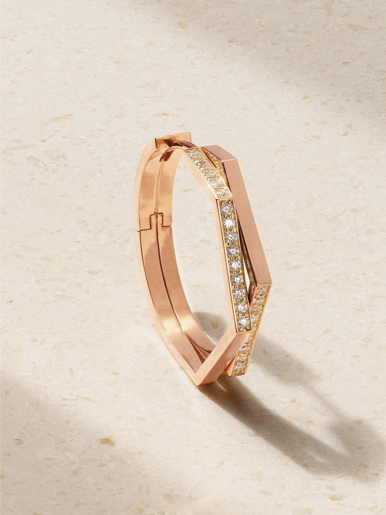 Repossi Antifer 18kt Rose Gold Single Earring With Diamonds In Gold