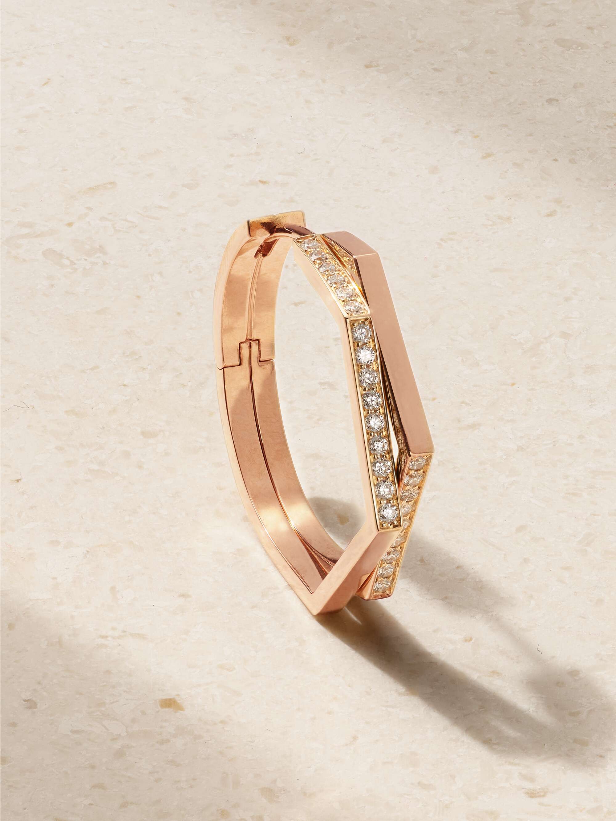 REPOSSI Antifer Medium 18-karat rose gold diamond single hoop earring ...