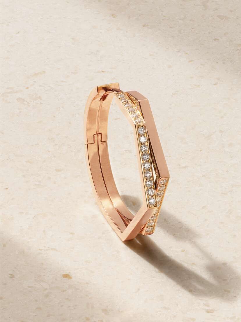 Repossi Antifer Medium 18-karat Rose Gold Diamond Single Hoop Earring