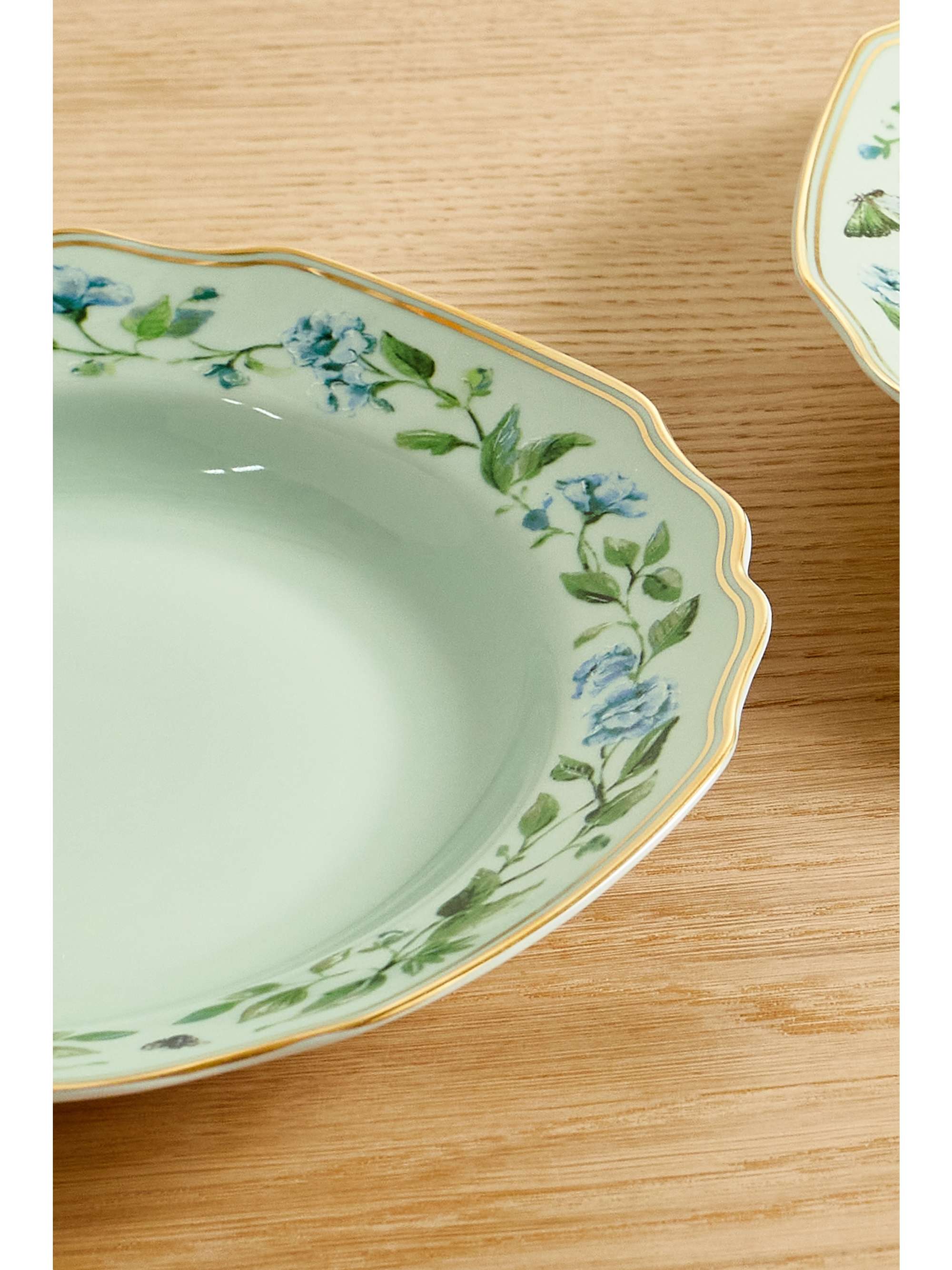 AQUAZZURA CASA Secret Garden set of two 23cm gold-plated painted porcelain soup plates