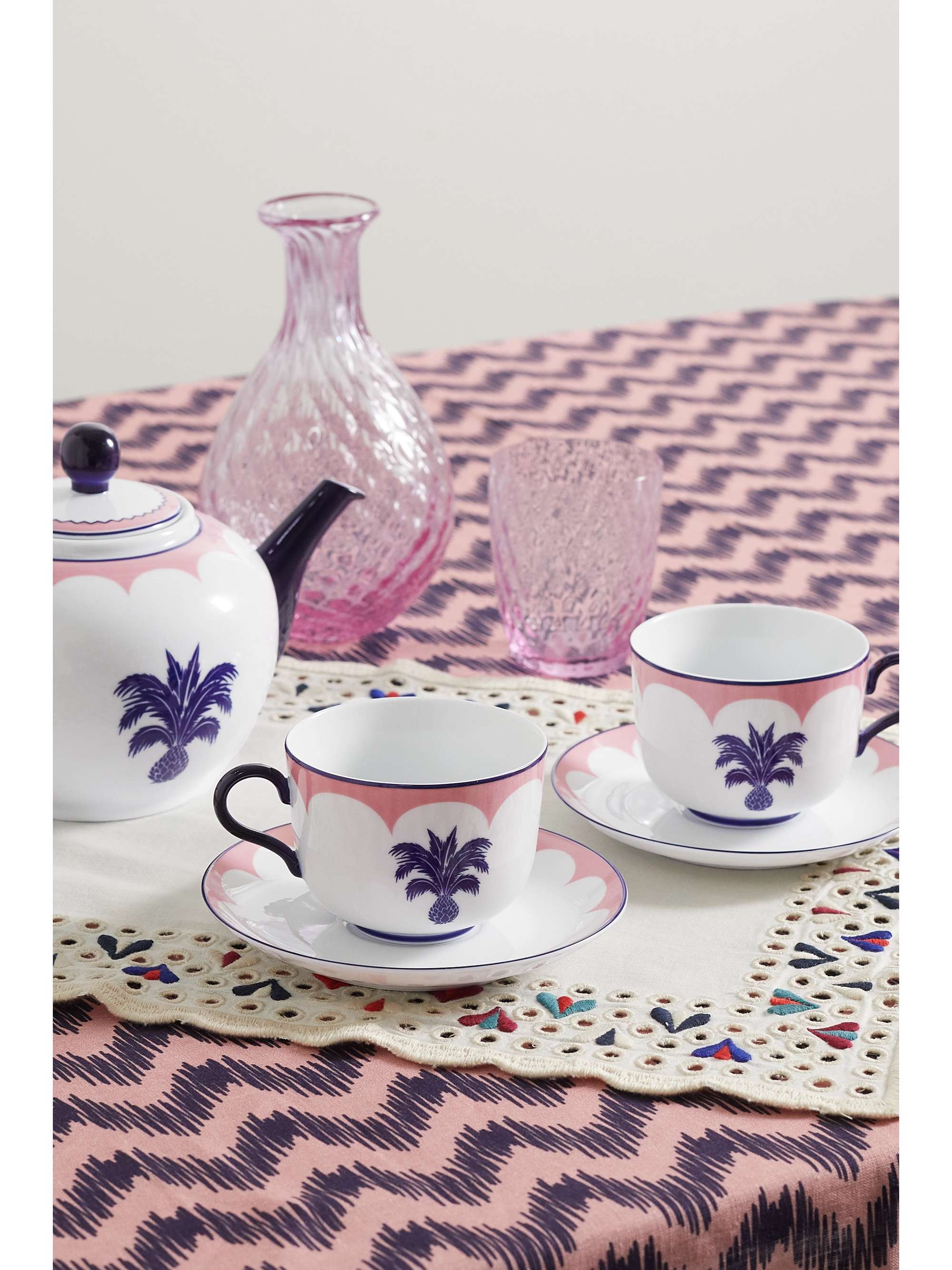 AQUAZZURA CASA Jaipur set of two ceramic tea cups and saucers