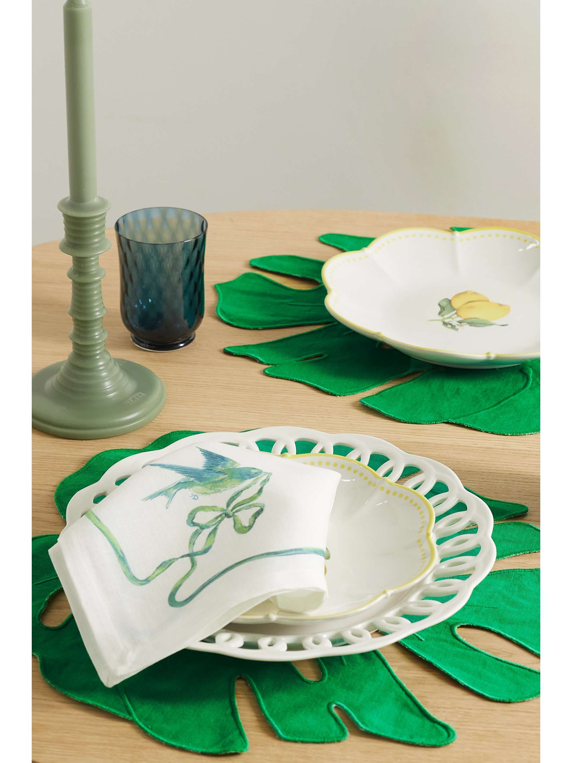 AQUAZZURA CASA Florida Leaf set of two linen placemats
