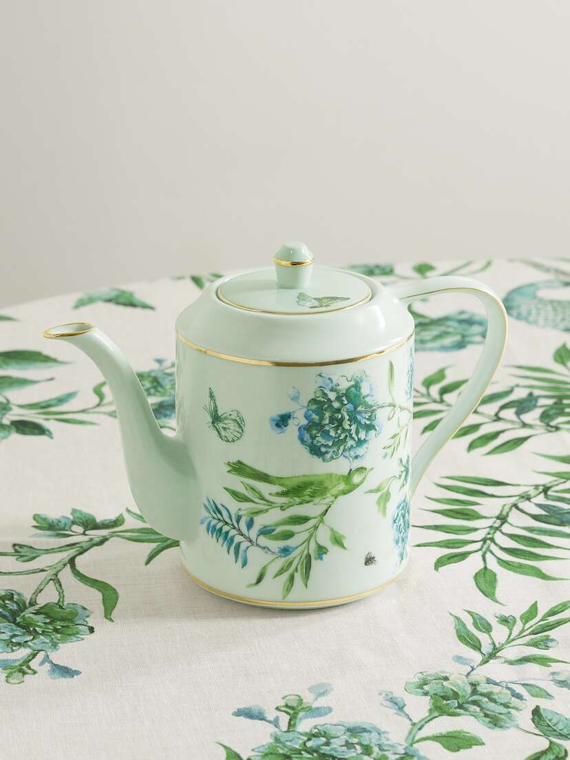 Aquazzura Casa Secret Garden Gold-plated Porcelain Teapot