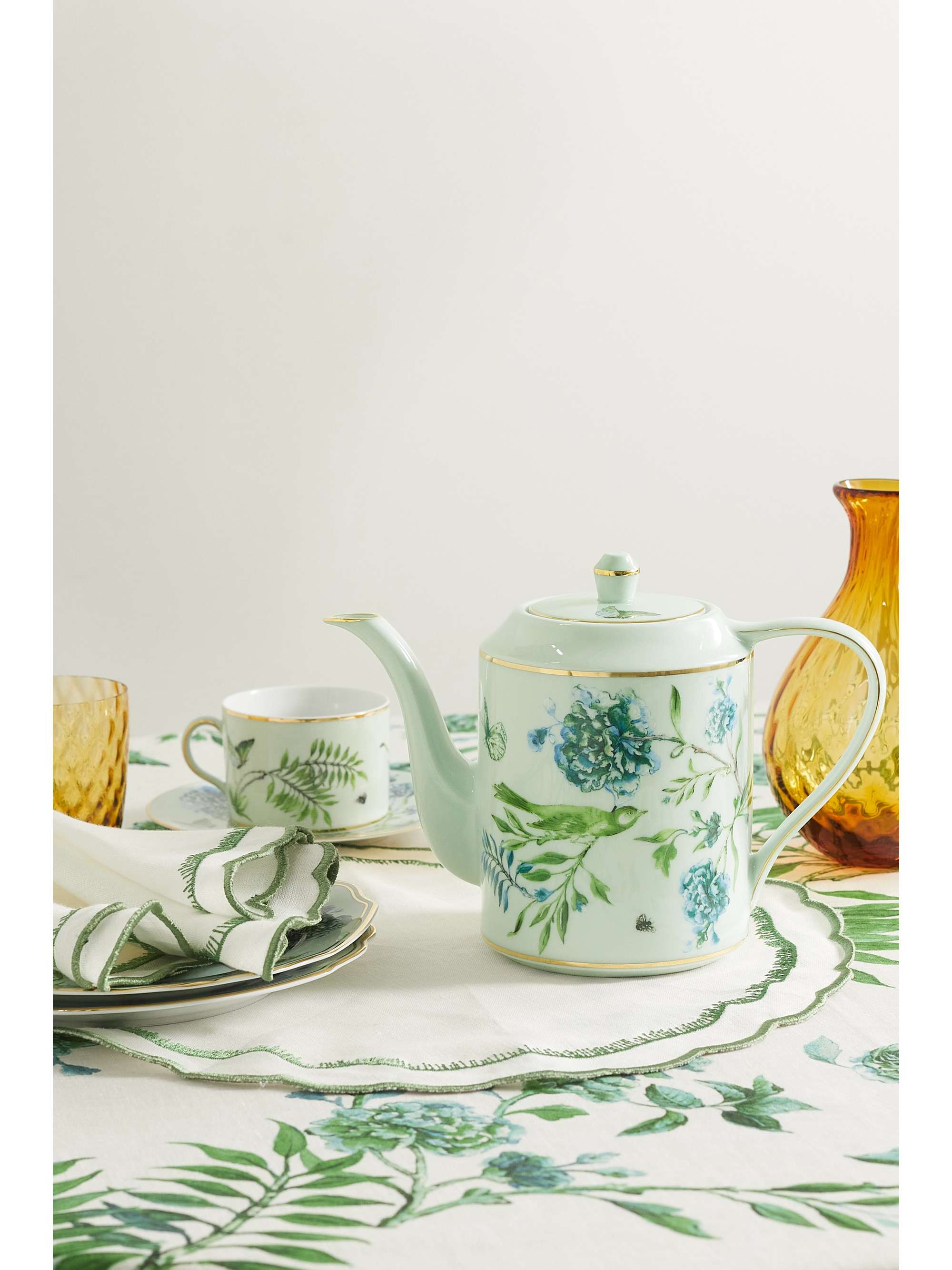 AQUAZZURA CASA Secret Garden gold-plated porcelain teapot