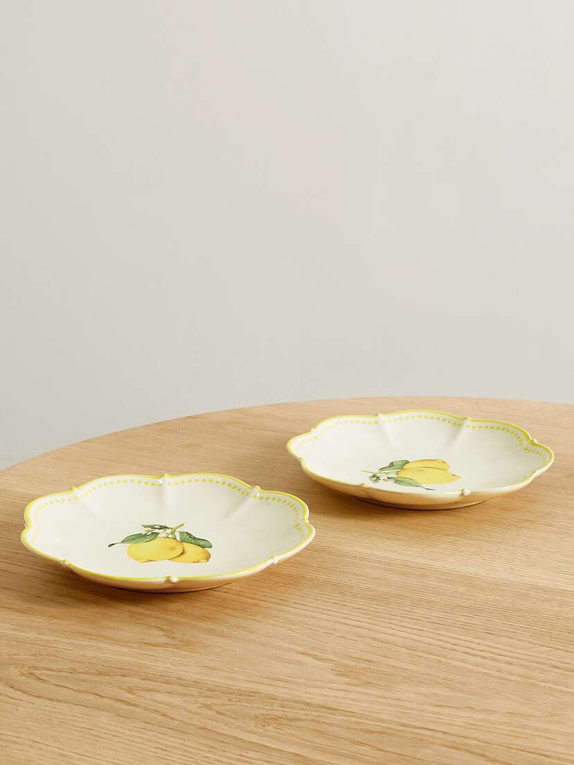 Aquazzura Casa Cherry Blossom Set Of Two Ceramic Dessert Plates