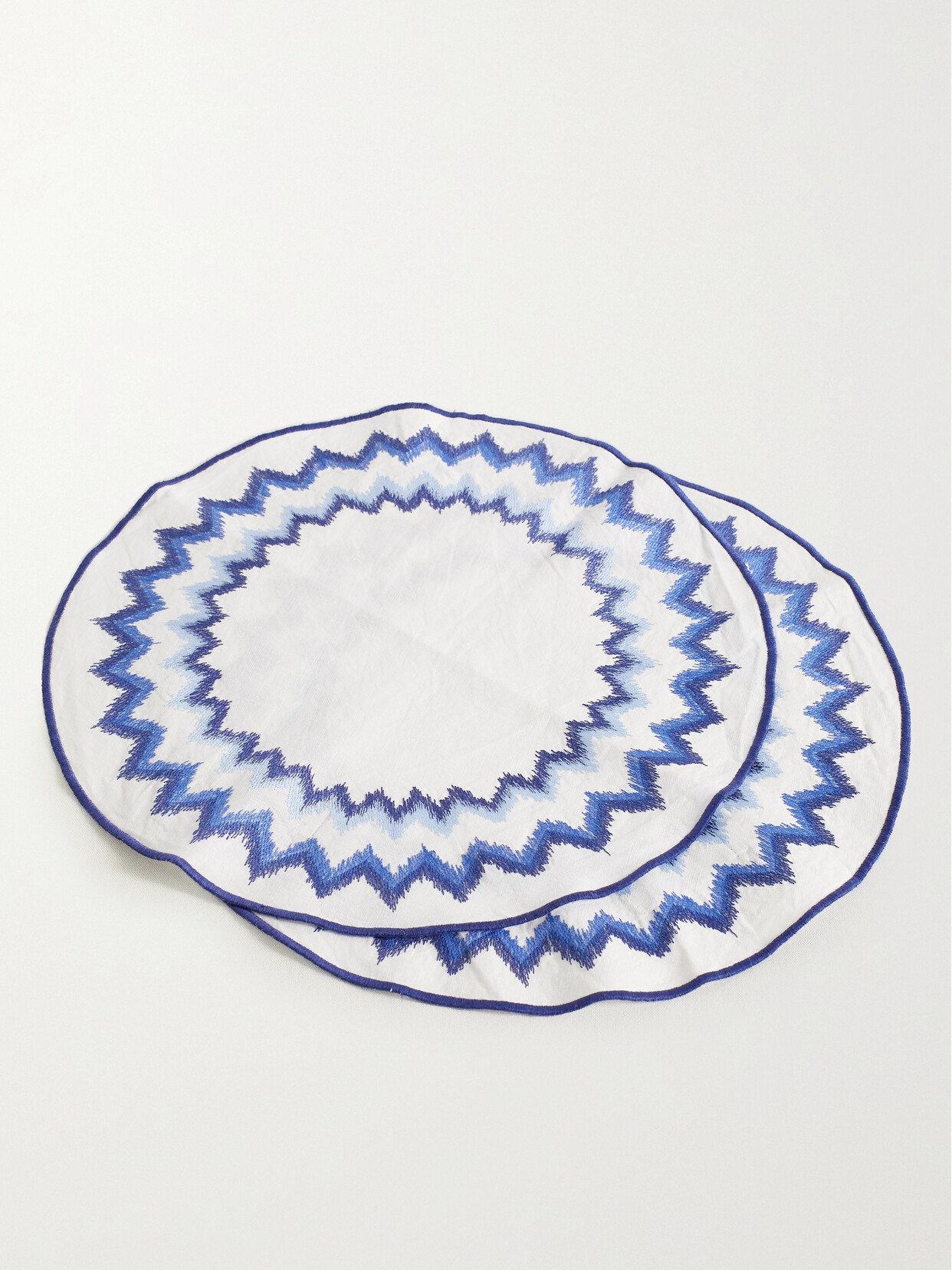AQUAZZURA CASA - Goa Set Of Two Embroidered Linen Placemats - Blue