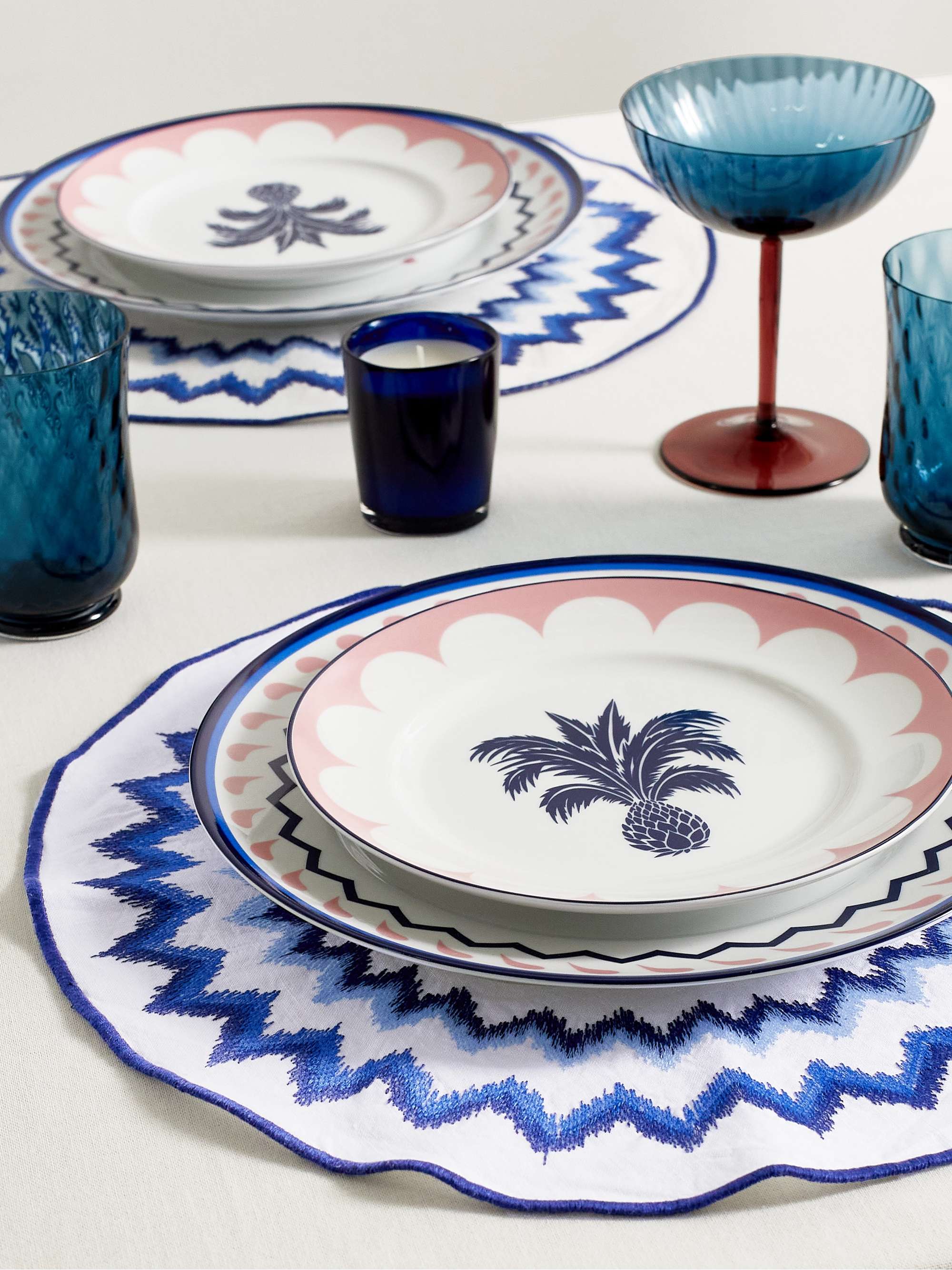 AQUAZZURA CASA Goa set of two embroidered linen placemats