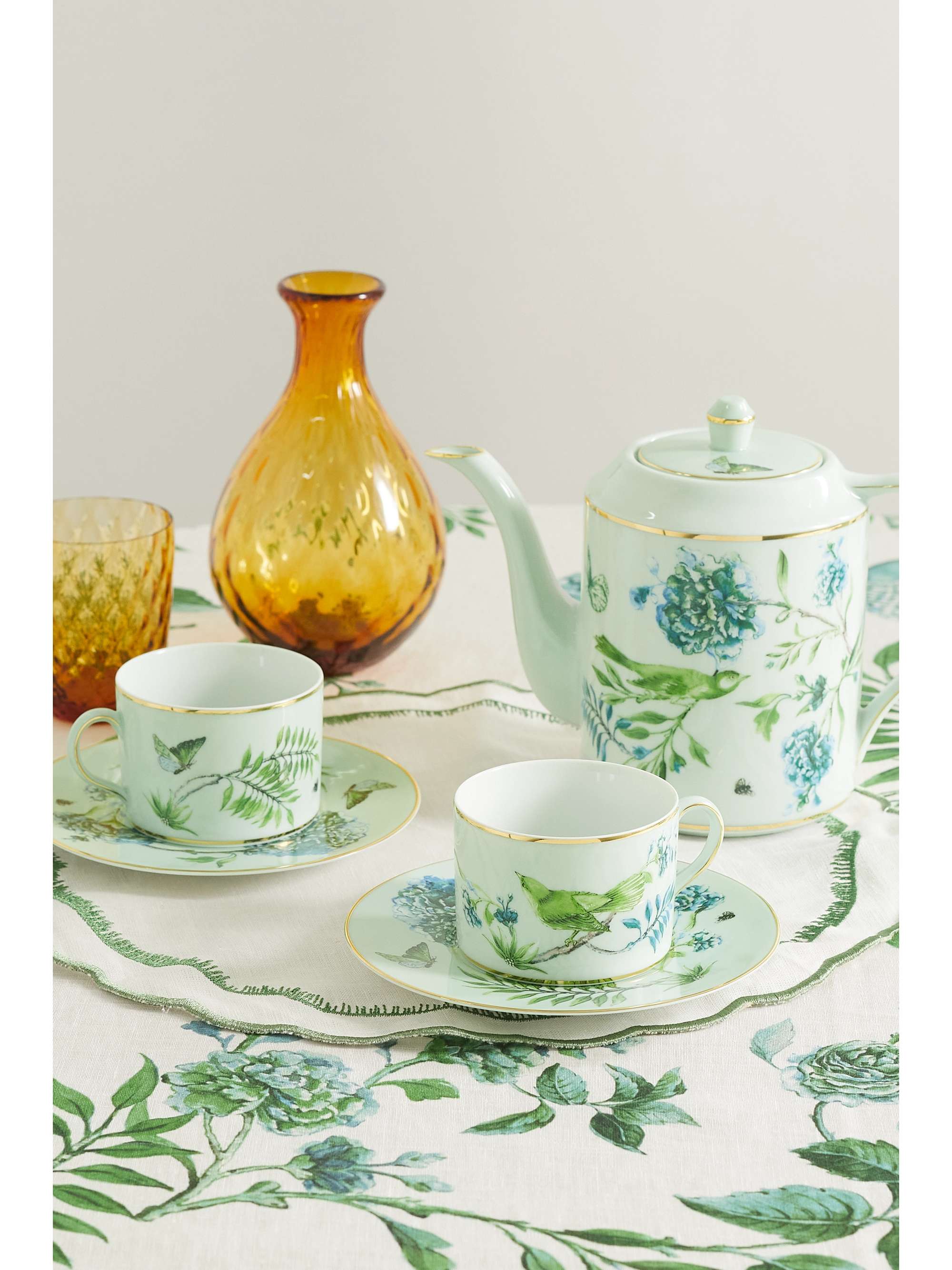Gold plated on sale tea cup set