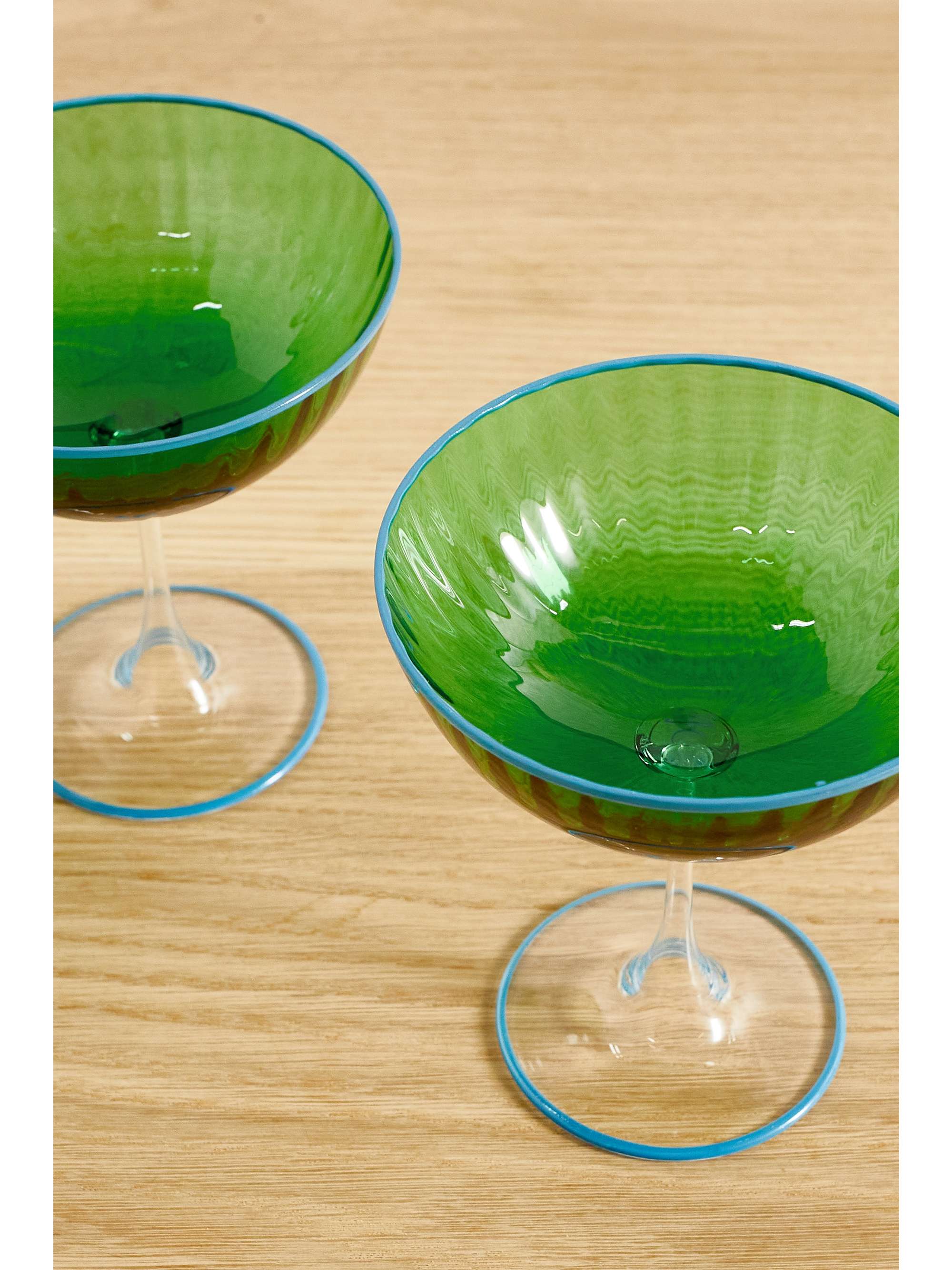 AQUAZZURA CASA Set of two striped Murano glass champagne coupes