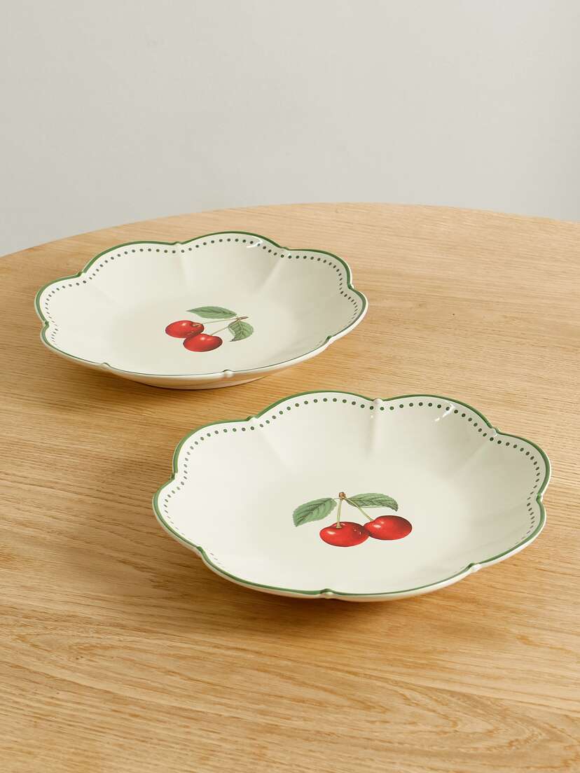 Aquazzura Casa Set Of Two 27cm Scalloped Porcelain Dinner Plates