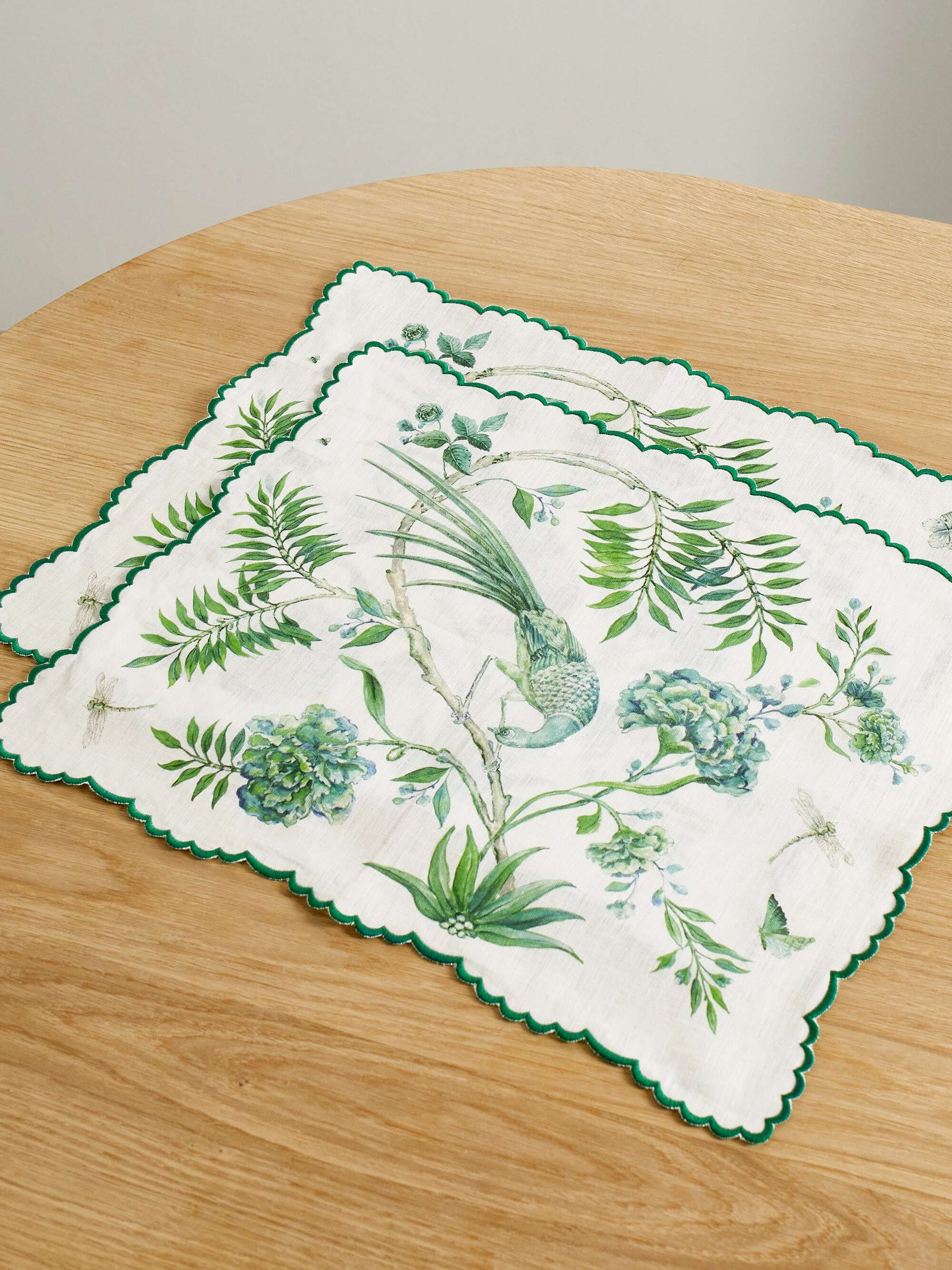 AQUAZZURA CASA Secret Garden set of two printed linen placemats