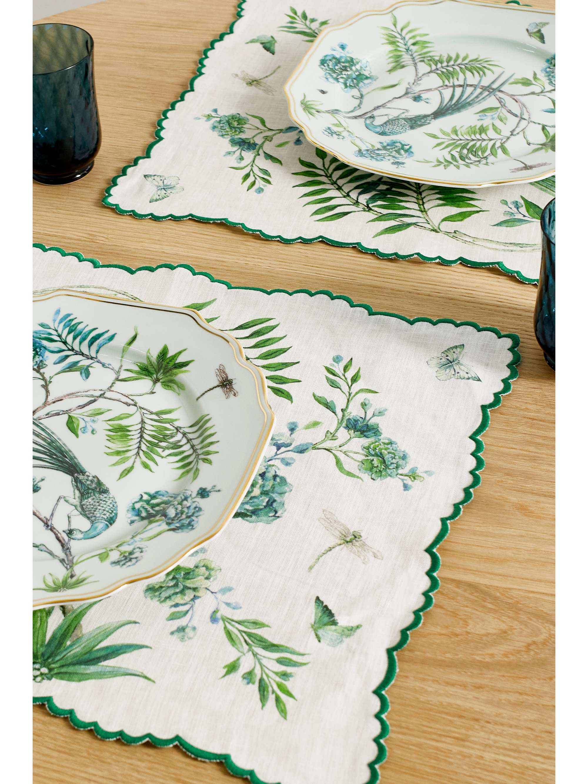 AQUAZZURA CASA Secret Garden set of two printed linen placemats