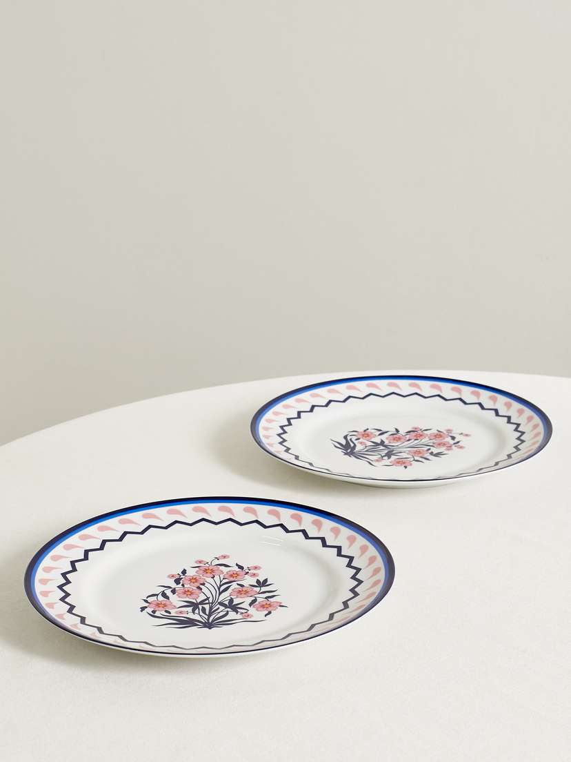 Aquazzura Casa Jaipur Set Of Two 27cm Porcelain Dinner Plates