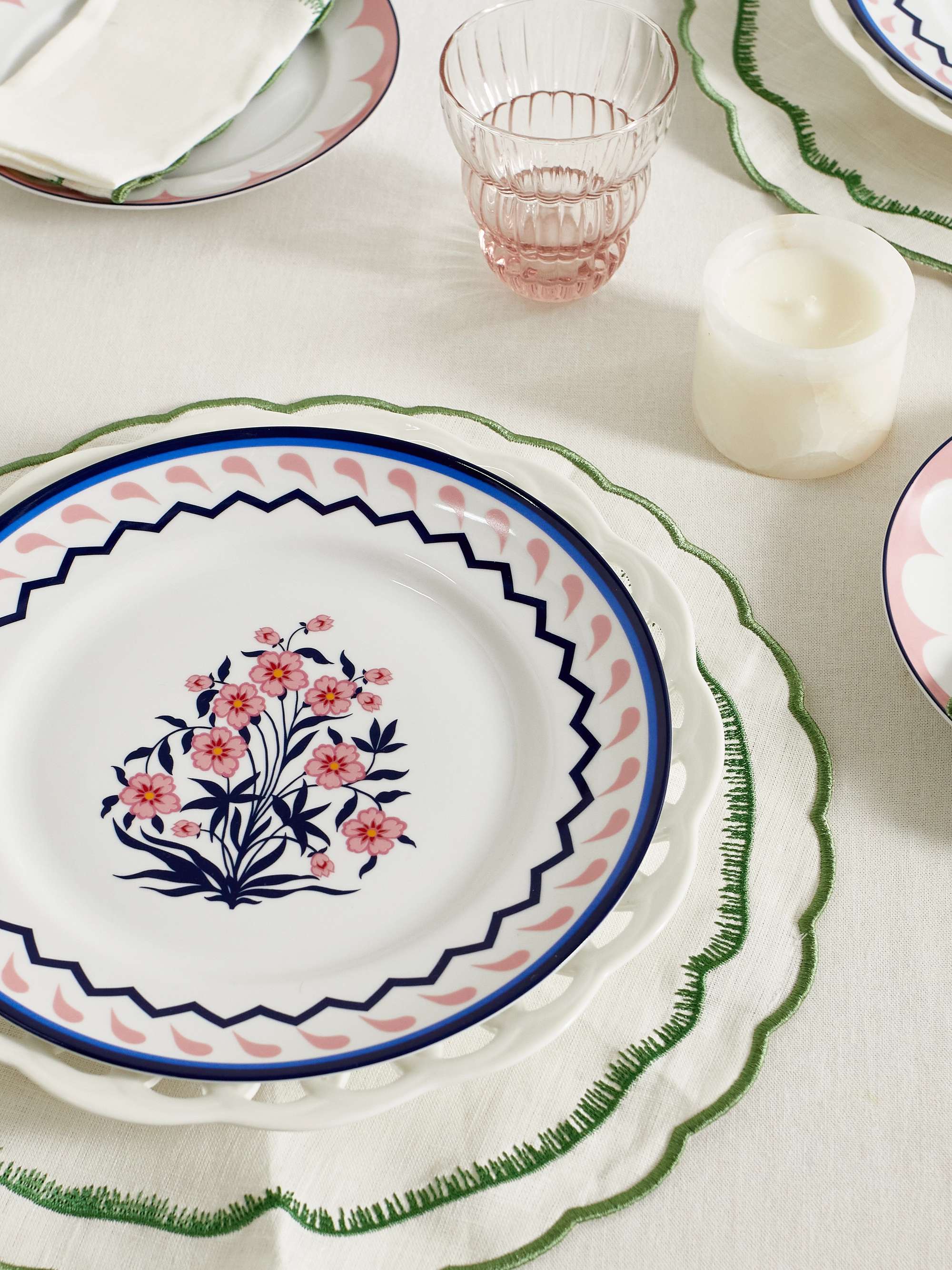 AQUAZZURA CASA Jaipur set of two 27cm porcelain dinner plates