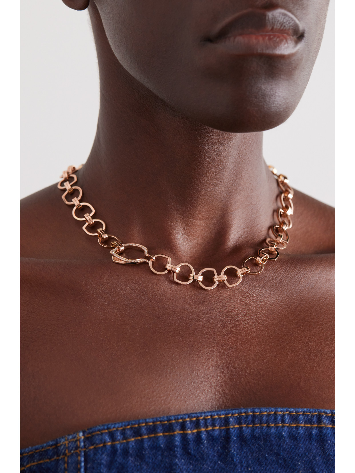 Repossi Antifer 18-karat Rose Gold Diamond Necklace In Gold