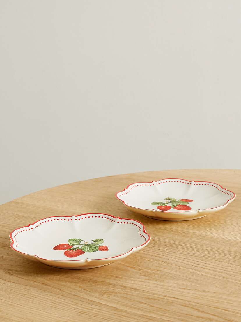 Aquazzura Casa Cherry Blossom Ceramic Set Of Two Dessert Plates