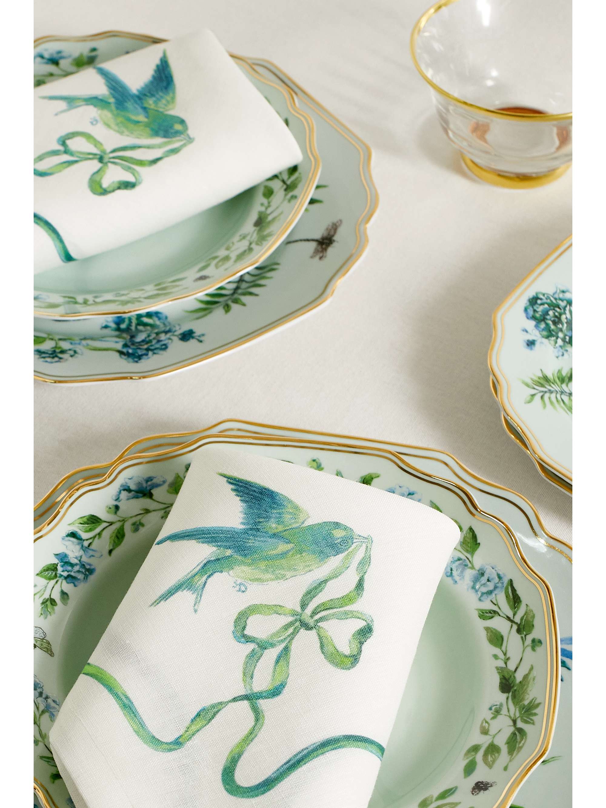 AQUAZZURA CASA Secret Garden set of two printed linen napkins