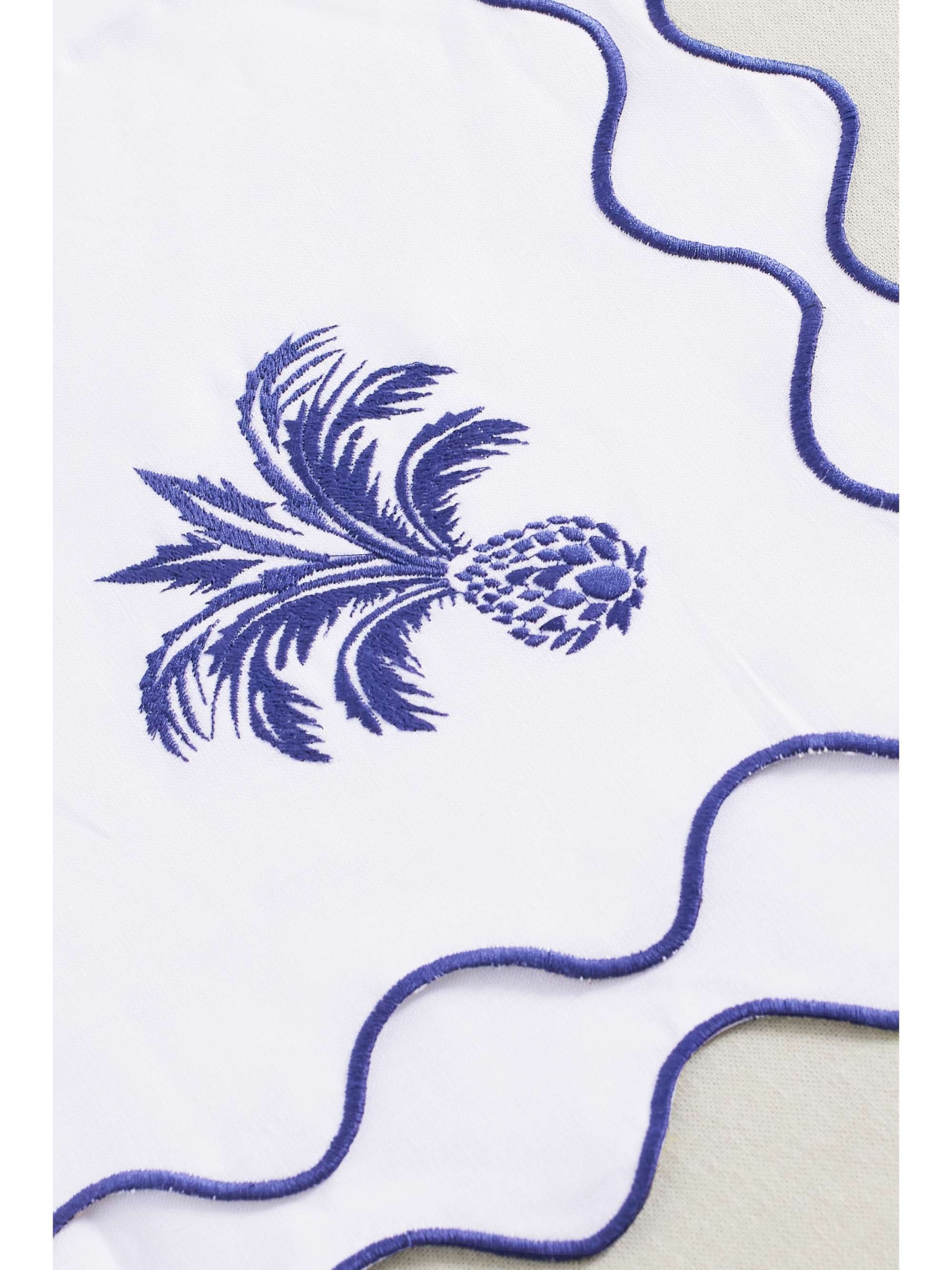 AQUAZZURA CASA Ananas set of two scalloped embroidered linen napkins
