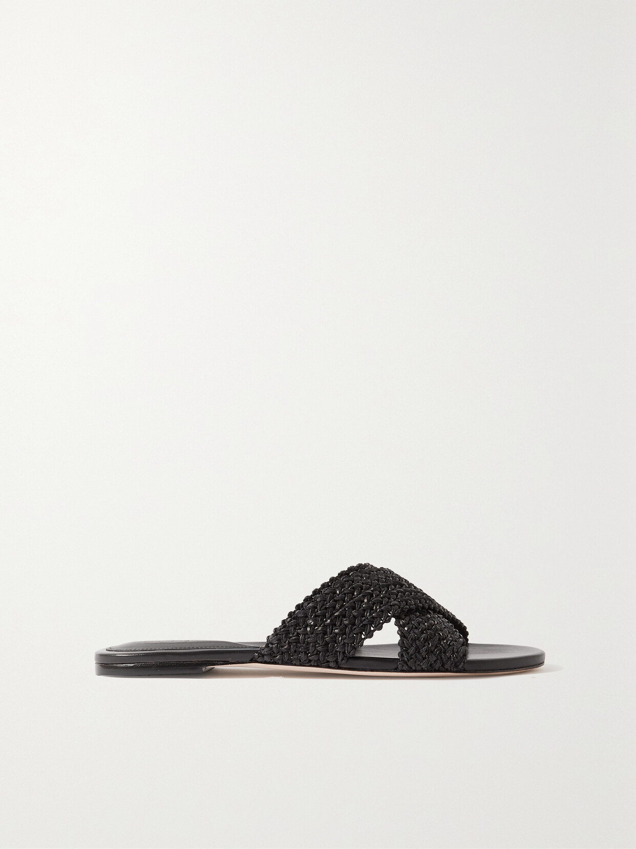 Porte & Paire - Crocheted Leather Sandals - Black